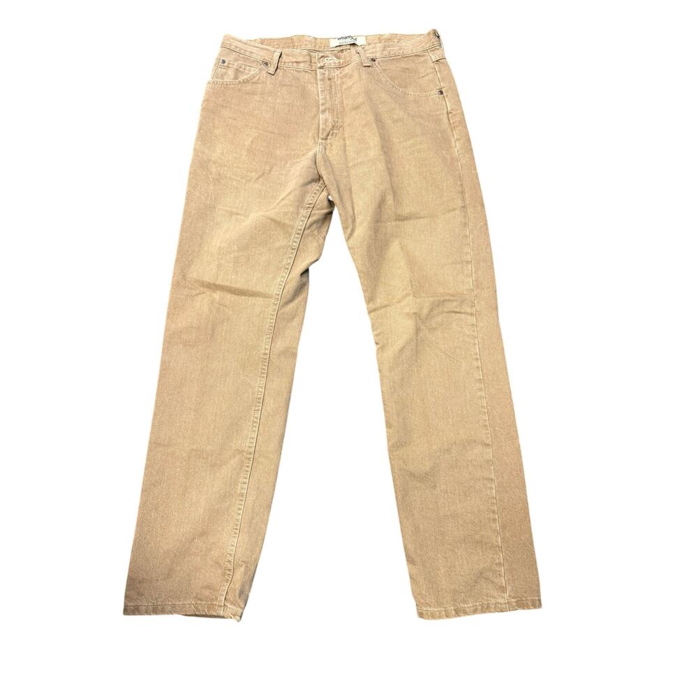 Wrangler Authentics Men's Khaki Tan Regular Fit Denim Jeans Size 37x32
